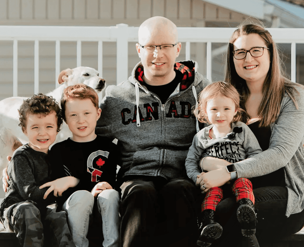 James with his family.